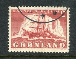 GREENLAND; 1950 early Frederik IX Polar Ship issue fine used 2K. value