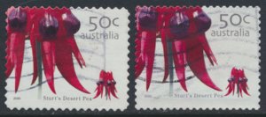 Australia SG 2534 perf 11½  SG 2534e perf 13  Used Sturt's Desert Pea Sc 239...