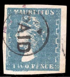 MOMEN: MAURITIUS SG #43a 1859 USED SIGNED £950 LOT #66389