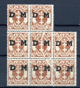 Germany Danzig 1922 Block of 8 variety Abclatsch+White curve in the middle  8826