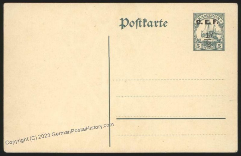 Germany 1915 WWI CEF Kamerun Camerouns Cover Postal Stationery Card UNUSE 112715