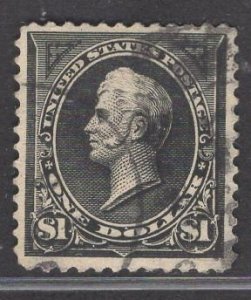 US Stamp #276A $1 Black Perry Type II USED SCV $200.00