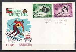 Bulgaria, 1964 issue. Innsbruck Olympics (Zarska Posta). First day cover.