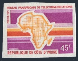 Ivory Coast 317 imperf,MNH.Mi 385. Pan-African Telecommunications system,1971.