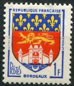 France Sc#899 MNH, 1f brt bl, brt scar & yel, Coat of Arms (1958)