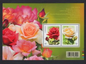 ROSES = Red = Yellow = Souvenir Sheet of 2 stamps = Canada 2014 #2727 MNH