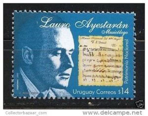 Music composer & Musicologist Lauro Ayestaran URUGUAY Sc#2021 MNH STAMP