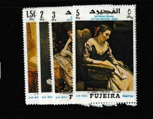 United Arab Emirates Fujeira Set of 5 Paitings Letter Writing Week MNH (4gbe) 