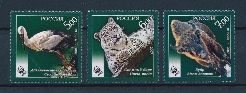 [54117] Russia 2007 Wild animals WWF Snow leopard Wisent Bird MNH