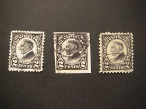 Scott 610, 611, 612, 2 cent Harding, Postally USED Beauties