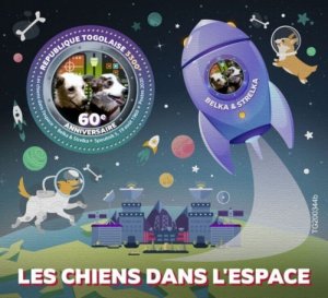 Togo - 2020 Space Dogs & Rockets - Stamp Souvenir Sheet - TG200344b 