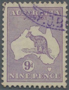 MOMEN: AUSTRALIA SG #27w INVERTED WMK 1915 KANGAROOS USED XF £1,900 LOT #62264