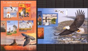 Togo 2014 Birds Windmills Sheet + S/S MNH