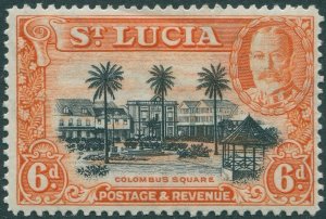 St Lucia 1936 SG120 6d black and orange KGV Columbus Square MLH