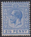 1922 Bahamas KGV  2½ pence issue MLH Wmk 4 Sc# 75 CV $1.25