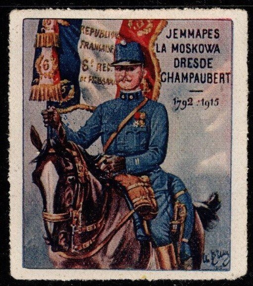 1914 WW One France Delandre Poster Stamp 6th Regiment Commemorative Unused