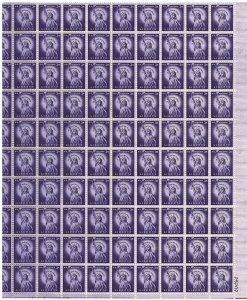 #1035 – 1954 Liberty Series - 3¢ Statue of Liberty – MNH OG Sheet