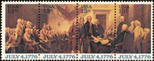 1976 13c Declaration of Independence, Strip of 4 Scott 1691-94 Mint F/VF NH