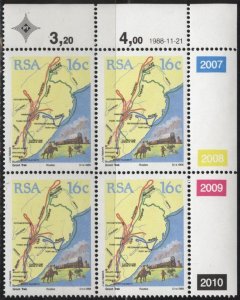 South Africa 758 (mnh block pf 4) 16c The Great Trek, map & settlers (1988)