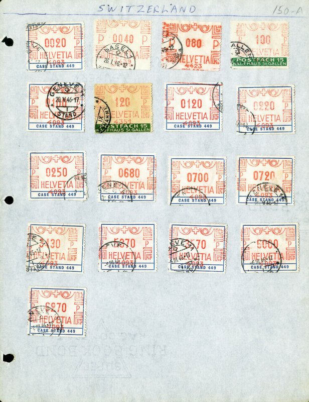 Switzerland Lot Of 17 Different Early Revenue Stamps