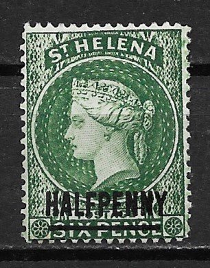 1884 St Helena 33a Queen Victoria Half Penny unused with hinge remnant