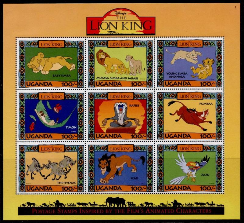 Uganda 1266-8 MNH Disney, Lion King, Animals