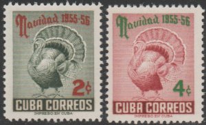 1955 Cuba Stamps Sc 547-548 Christmas Turkey Complete Set  MNH