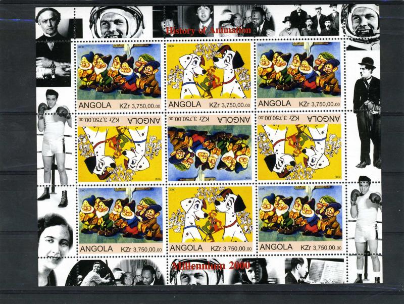 Angola 2000 Disney 101 Dalmatians & Seven Dwarfs Sheet Perforated Mint (NH)