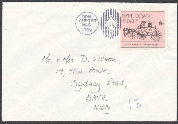 GB 1982 Bath Postal Museum 9p local post stamp on cover....................53803