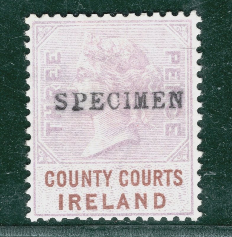 GB Ireland QV REVENUE Stamp  3d Lilac COUNTY COURTS *SPECIMEN* Mint MM WHITE132