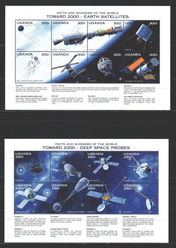 Uganda. 1997. Small sheet 1255-70 bl274-275. Space. MNH.