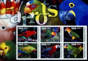 Benin 2003 BIRDS Parrots Sheet Perforated Mint (NH)