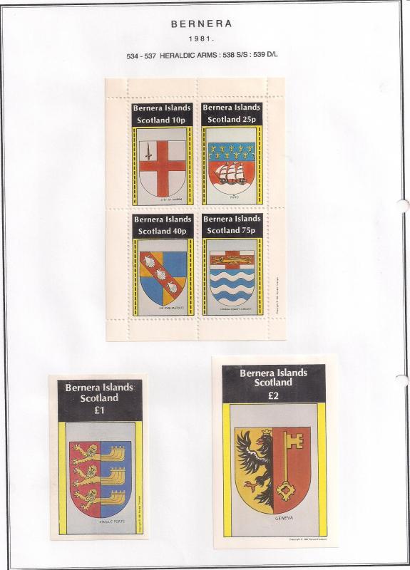 SCOTLAND - BERNERA - 1981 - Heraldic Arms - 4v Perf, Min, D/L Sheets - MLH