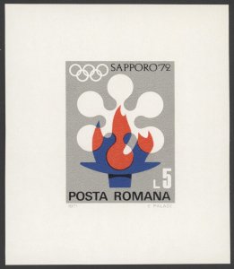 1971 Romania Scott #2300 Olympic Flame & Emblem Miniature Sheet MNH