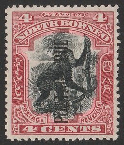NORTH BORNEO 1897 Postage Due on Monkey 4c black & carmine, perf 13½-14.