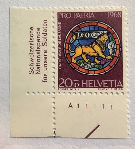 Switzerland 1968 Scott B375 MNH - Stained Glass, Zodiac: Lion