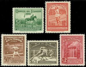 Ecuador #C65-69  Unused MLH - Sports 1st Bolivian Games (1939)