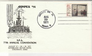 U. S. 1971 Cinpex S.P.A. 77th Annual Convention O. Illust. Stamp Cover Ref 37590