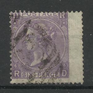 1867/80 Sg 107, 6d Bright Violet (RD) Plate 6, Fine used. {AV2000-6}