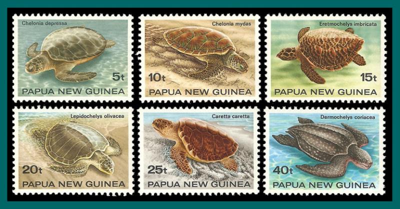 Papua New Guinea 1984 Marine Turtles, MNH  592-596,SG472-SG477