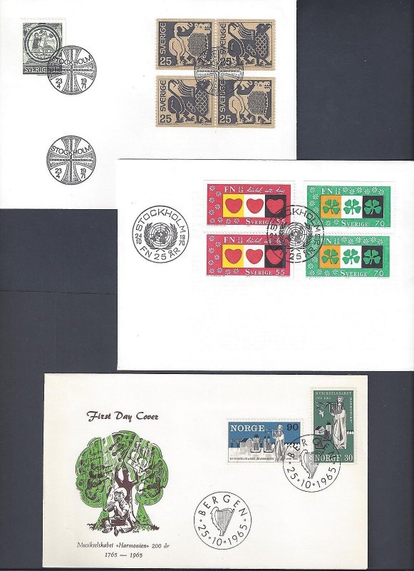 SWEDEN 1970's COLLECTION OF 14 FDCs BIRDS SPORTS VARIOUS TOPICS