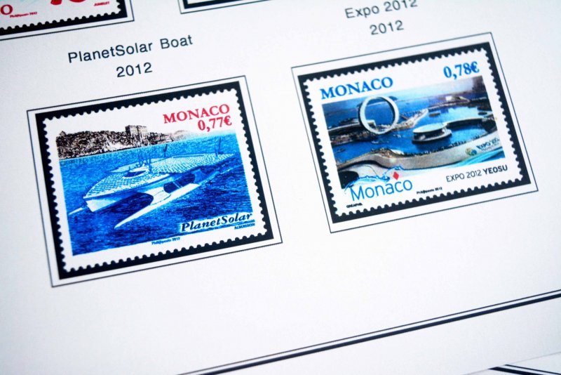 COLOR PRINTED MONACO 2011-2020 STAMP ALBUM PAGES (63 illustrated pages)