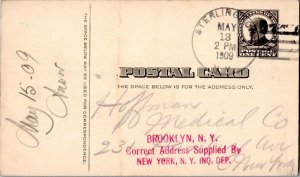 United States New York Sterlington 1909 4a-bar  1882-1940  Postal Card.