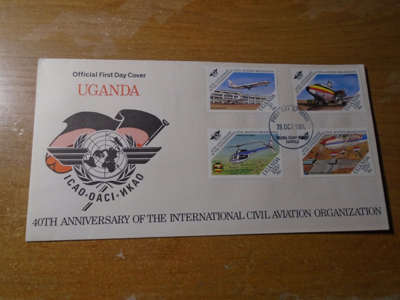 Uganda  #  422-25  FDC