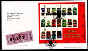 Great Britain 1976b Buses Souvenir Sheet Typed FDC