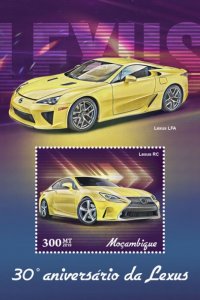 MOZAMBIQUE - 2019 - Lexus Cars - Perf Souv Sheet - Mint Never Hinged