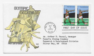 US 1790 10c Olympic Decathlon pair on FDC Marg Cachet w/ enclosure ECV $15.00