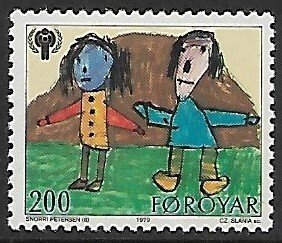 Faroe Islands # 47 - Children's Drawing, Two Boys - MNH.....{KZw}