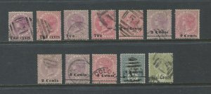 Ceylon QV 1888-99 various values used