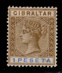 GIBRALTAR Scott 36A 1p bister blue MH* Queen Victoria CA Wmk 2 CV$90